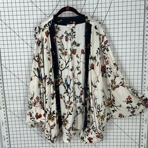 Sandy & Sid Floral oversized fit Dolman Kimono Printed woven flyaway kimono M